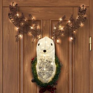 Lighted Christmas Reindeer Head Wall Decor – 39" Pre-Lit 3D Rudolph with LED Wreath for Indoor & Outdoor Holiday Display