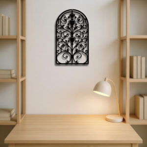 Vintage Ornate Metal Window Frame Wall Art – Rustic Gothic & Baroque Home Decor for Living Room or Bedroom