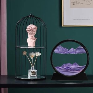 3D Dynamic Sand Art Liquid Motion – Round Glass Deep Sea Sandscape in Motion | Flowing Sand Picture Frame, Relaxing Desk Decor & Office Gift