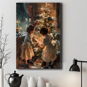 1PC Wrapped Canvas Painting – Holiday Wall Decor for Living Room & Home | Seasonal Canvas Print with Pine Frame